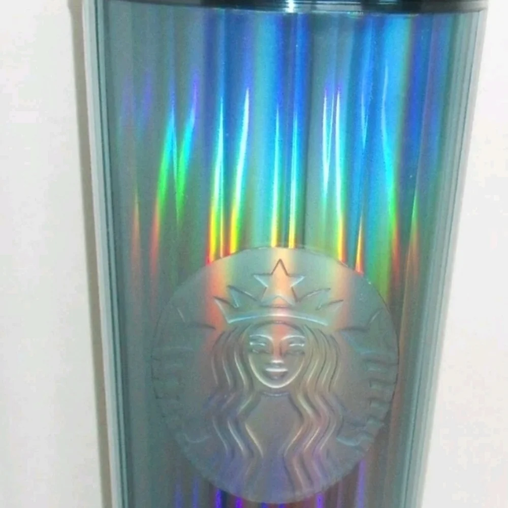 NEW STARBUCKS IRIDESCENT OCEAN BLUE KALEIDOSCOPE FACETED DOMED VENTI TUMBLER CUP